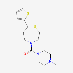 molecular formula C15H23N3OS2 B2457813 (4-Methylpiperazin-1-yl)(7-(thiophen-2-yl)-1,4-thiazepan-4-yl)methanone CAS No. 1705356-04-2