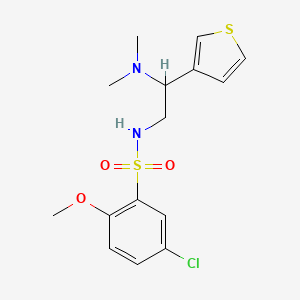 molecular formula C15H19ClN2O3S2 B2457814 5-chloro-N-(2-(dimethylamino)-2-(thiophen-3-yl)ethyl)-2-methoxybenzenesulfonamide CAS No. 954619-69-3