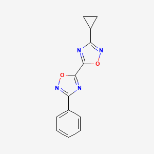 molecular formula C13H10N4O2 B2457823 3-Cyclopropyl-3'-phenyl-5,5'-bi-1,2,4-oxadiazole CAS No. 1775406-46-6