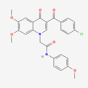 molecular formula C27H23ClN2O6 B2457829 2-[3-(4-氯苯甲酰)-6,7-二甲氧基-4-氧代喹啉-1-基]-N-(4-甲氧基苯基)乙酰胺 CAS No. 866808-40-4