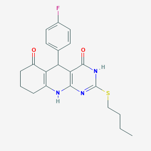 2-(butylsulfanyl)-5-(4-fluorophenyl)-5,8,9,10-tetrahydropyrimido[4,5-b]quinoline-4,6(3H,7H)-dione