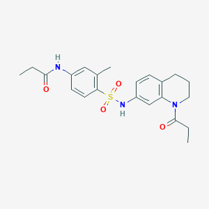 molecular formula C22H27N3O4S B2457834 N-(3-methyl-4-(N-(1-propionyl-1,2,3,4-tetrahydroquinolin-7-yl)sulfamoyl)phenyl)propionamide CAS No. 941945-01-3