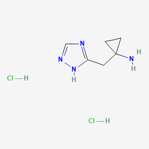 molecular formula C6H12Cl2N4 B2457848 1-(1H-1,2,4-Triazol-5-ylmethyl)cyclopropan-1-amine;dihydrochloride CAS No. 2361635-95-0