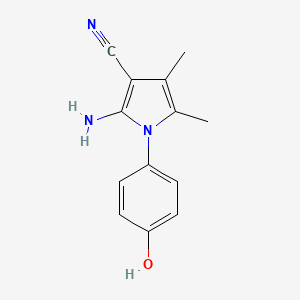 molecular formula C13H13N3O B2457849 2-amino-1-(4-hydroxyphenyl)-4,5-dimethyl-1H-pyrrole-3-carbonitrile CAS No. 929974-41-4