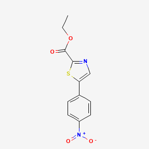 molecular formula C12H10N2O4S B2457856 Ethyl 5-(4-nitrophenyl)thiazole-2-carboxylate CAS No. 1300747-66-3
