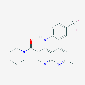 molecular formula C23H23F3N4O B2457862 7-methyl-3-(2-methylpiperidine-1-carbonyl)-N-[4-(trifluoromethyl)phenyl]-1,8-naphthyridin-4-amine CAS No. 1251588-32-5