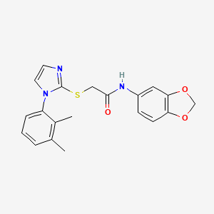 molecular formula C20H19N3O3S B2457871 N-(2H-1,3-benzodioxol-5-yl)-2-{[1-(2,3-dimethylphenyl)-1H-imidazol-2-yl]sulfanyl}acetamide CAS No. 851131-59-4