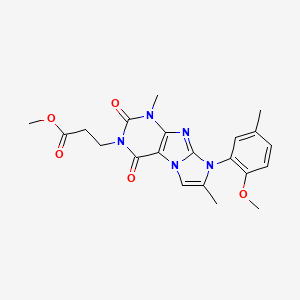 molecular formula C21H23N5O5 B2457895 methyl 3-(8-(2-methoxy-5-methylphenyl)-1,7-dimethyl-2,4-dioxo-1H-imidazo[2,1-f]purin-3(2H,4H,8H)-yl)propanoate CAS No. 886889-66-3