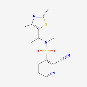 molecular formula C14H16N4O2S2 B2457899 2-Cyano-N-[1-(2,4-dimethyl-1,3-thiazol-5-yl)ethyl]-N-methylpyridine-3-sulfonamide CAS No. 2261247-69-0