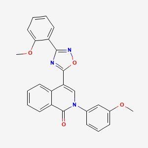 molecular formula C25H19N3O4 B2457906 2-(3-methoxyphenyl)-4-(3-(2-methoxyphenyl)-1,2,4-oxadiazol-5-yl)isoquinolin-1(2H)-one CAS No. 1359423-67-8