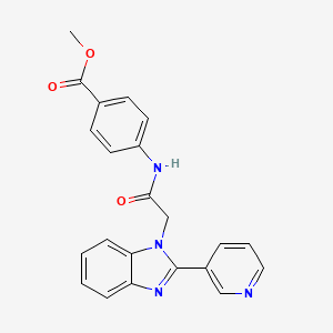 molecular formula C22H18N4O3 B2457910 methyl 4-(2-(2-(pyridin-3-yl)-1H-benzo[d]imidazol-1-yl)acetamido)benzoate CAS No. 1105240-59-2