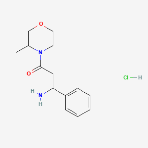 molecular formula C14H21ClN2O2 B2457912 3-Amino-1-(3-methylmorpholin-4-yl)-3-phenylpropan-1-one hydrochloride CAS No. 1423031-84-8