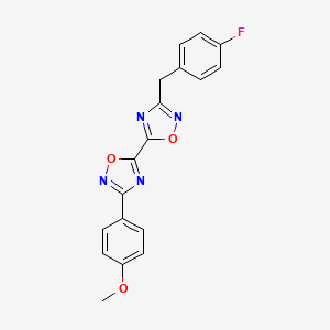 molecular formula C18H13FN4O3 B2457913 3-(4-Fluorobenzyl)-3'-(4-methoxyphenyl)-5,5'-bi-1,2,4-oxadiazole CAS No. 1775462-10-6