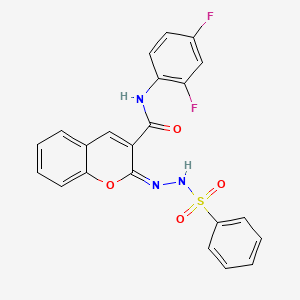 (E)-N-(2,4-difluorophenyl)-2-(2-(phenylsulfonyl)hydrazono)-2H-chromene-3-carboxamide