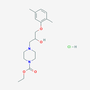 molecular formula C18H29ClN2O4 B2457989 Ethyl 4-(3-(2,5-dimethylphenoxy)-2-hydroxypropyl)piperazine-1-carboxylate hydrochloride CAS No. 473804-60-3
