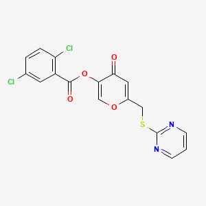 molecular formula C17H10Cl2N2O4S B2457991 4-oxo-6-[(pyrimidin-2-ylsulfanyl)methyl]-4H-pyran-3-yl 2,5-dichlorobenzoate CAS No. 877636-19-6