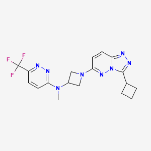molecular formula C18H19F3N8 B2458001 N-(1-{3-cyclobutyl-[1,2,4]triazolo[4,3-b]pyridazin-6-yl}azetidin-3-yl)-N-methyl-6-(trifluoromethyl)pyridazin-3-amine CAS No. 2415502-02-0