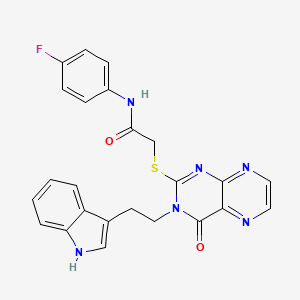molecular formula C24H19FN6O2S B2458019 N-(4-fluorophenyl)-2-({3-[2-(1H-indol-3-yl)ethyl]-4-oxo-3,4-dihydropteridin-2-yl}sulfanyl)acetamide CAS No. 902881-79-2