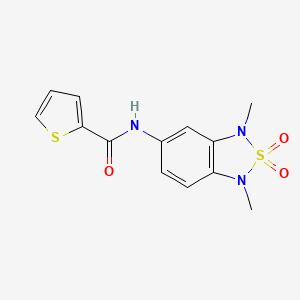 molecular formula C13H13N3O3S2 B2458046 N-(1,3-dimethyl-2,2-dioxido-1,3-dihydrobenzo[c][1,2,5]thiadiazol-5-yl)thiophene-2-carboxamide CAS No. 2034402-82-7