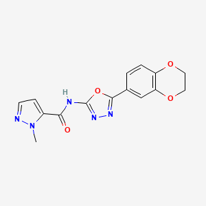 N-(5-(2,3-dihydrobenzo[b][1,4]dioxin-6-yl)-1,3,4-oxadiazol-2-yl)-1-methyl-1H-pyrazole-5-carboxamide