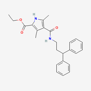 molecular formula C25H28N2O3 B2458058 ethyl 4-[(3,3-diphenylpropyl)carbamoyl]-3,5-dimethyl-1H-pyrrole-2-carboxylate CAS No. 863005-80-5