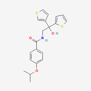 molecular formula C20H21NO3S2 B2458064 N-(2-hydroxy-2-(thiophen-2-yl)-2-(thiophen-3-yl)ethyl)-4-isopropoxybenzamide CAS No. 2034491-78-4