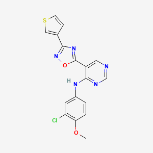 molecular formula C17H12ClN5O2S B2458066 N-(3-chloro-4-methoxyphenyl)-5-(3-(thiophen-3-yl)-1,2,4-oxadiazol-5-yl)pyrimidin-4-amine CAS No. 2034387-45-4