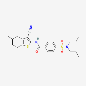 molecular formula C23H29N3O3S2 B2458071 N-(3-cyano-5-methyl-4,5,6,7-tetrahydro-1-benzothiophen-2-yl)-4-(dipropylsulfamoyl)benzamide CAS No. 391221-74-2