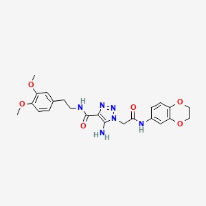 molecular formula C23H26N6O6 B2458073 5-amino-1-{[(2,3-dihydro-1,4-benzodioxin-6-yl)carbamoyl]methyl}-N-[2-(3,4-dimethoxyphenyl)ethyl]-1H-1,2,3-triazole-4-carboxamide CAS No. 866345-90-6