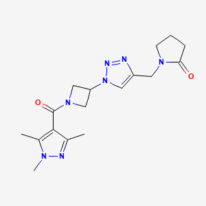 1-((1-(1-(1,3,5-trimethyl-1H-pyrazole-4-carbonyl)azetidin-3-yl)-1H-1,2,3-triazol-4-yl)methyl)pyrrolidin-2-one