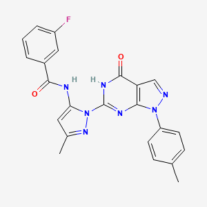 3-fluoro-N-(3-methyl-1-(4-oxo-1-(p-tolyl)-4,5-dihydro-1H-pyrazolo[3,4-d]pyrimidin-6-yl)-1H-pyrazol-5-yl)benzamide