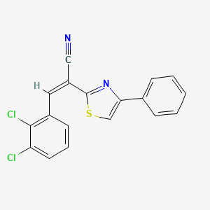 molecular formula C18H10Cl2N2S B2458130 (Z)-3-(2,3-dichlorophenyl)-2-(4-phenylthiazol-2-yl)acrylonitrile CAS No. 476672-87-4