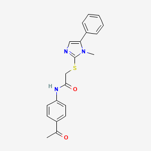 molecular formula C20H19N3O2S B2458134 N-(4-acetylphenyl)-2-[(1-methyl-5-phenyl-1H-imidazol-2-yl)sulfanyl]acetamide CAS No. 483309-75-7