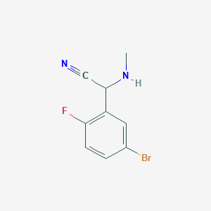 molecular formula C9H8BrFN2 B2458138 2-(5-Bromo-2-fluorophenyl)-2-(methylamino)acetonitrile CAS No. 1152577-89-3