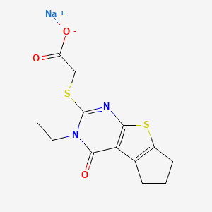Sodium;2-[(11-ethyl-12-oxo-7-thia-9,11-diazatricyclo[6.4.0.02,6]dodeca-1(8),2(6),9-trien-10-yl)sulfanyl]acetate