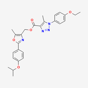 molecular formula C26H28N4O5 B2458159 (2-(4-isopropoxyphenyl)-5-methyloxazol-4-yl)methyl 1-(4-ethoxyphenyl)-5-methyl-1H-1,2,3-triazole-4-carboxylate CAS No. 946330-66-1