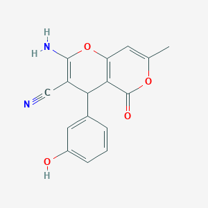 2-amino-4-(3-hydroxyphenyl)-7-methyl-5-oxo-4H,5H-pyrano[4,3-b]pyran-3-carbonitrile