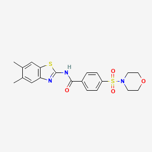 molecular formula C20H21N3O4S2 B2458191 N-(5,6-dimethyl-1,3-benzothiazol-2-yl)-4-(morpholine-4-sulfonyl)benzamide CAS No. 898372-12-8