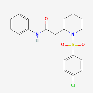 molecular formula C19H21ClN2O3S B2458208 2-(1-((4-chlorophenyl)sulfonyl)piperidin-2-yl)-N-phenylacetamide CAS No. 941904-85-4