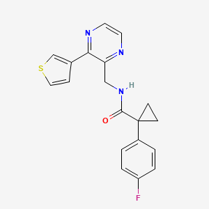 molecular formula C19H16FN3OS B2458209 1-(4-fluorophenyl)-N-((3-(thiophen-3-yl)pyrazin-2-yl)methyl)cyclopropanecarboxamide CAS No. 2034368-84-6