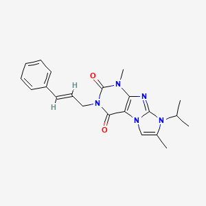 molecular formula C21H23N5O2 B2458212 3-cinnamyl-8-isopropyl-1,7-dimethyl-1H-imidazo[2,1-f]purine-2,4(3H,8H)-dione CAS No. 878730-80-4