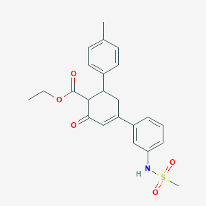 molecular formula C23H25NO5S B2458217 Ethyl 4-[3-(methanesulfonamido)phenyl]-6-(4-methylphenyl)-2-oxocyclohex-3-ene-1-carboxylate CAS No. 867042-27-1