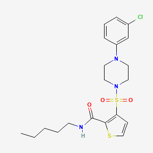 molecular formula C20H26ClN3O3S2 B2458220 3-{[4-(3-chlorophenyl)piperazin-1-yl]sulfonyl}-N-pentylthiophene-2-carboxamide CAS No. 1207057-43-9