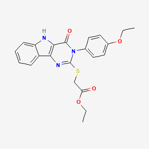 molecular formula C22H21N3O4S B2458222 ethyl 2-{[3-(4-ethoxyphenyl)-4-oxo-3H,4H,5H-pyrimido[5,4-b]indol-2-yl]sulfanyl}acetate CAS No. 536710-45-9