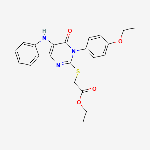 molecular formula C22H21N3O4S B2458222 ethyl 2-[[3-(4-ethoxyphenyl)-4-oxo-5H-pyrimido[5,4-b]indol-2-yl]sulfanyl]acetate CAS No. 536710-45-9