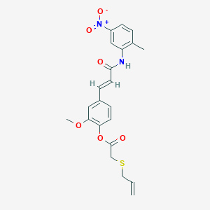 (E)-2-methoxy-4-(3-((2-methyl-5-nitrophenyl)amino)-3-oxoprop-1-en-1-yl)phenyl 2-(allylthio)acetate