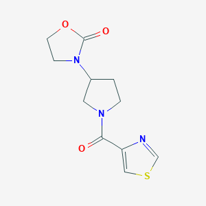 molecular formula C11H13N3O3S B2458225 3-[1-(1,3-噻唑-4-甲酰)吡咯啉-3-基]-1,3-噁唑啉-2-酮 CAS No. 2097932-84-6