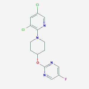 molecular formula C14H13Cl2FN4O B2458226 2-[1-(3,5-Dichloropyridin-2-yl)piperidin-4-yl]oxy-5-fluoropyrimidine CAS No. 2380088-95-7