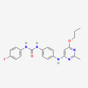 molecular formula C21H22FN5O2 B2458230 1-(4-Fluorophenyl)-3-(4-((2-methyl-6-propoxypyrimidin-4-yl)amino)phenyl)urea CAS No. 946303-65-7