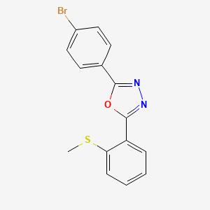 molecular formula C15H11BrN2OS B2458231 2-(4-Bromophenyl)-5-[2-(methylsulfanyl)phenyl]-1,3,4-oxadiazole CAS No. 339014-40-3